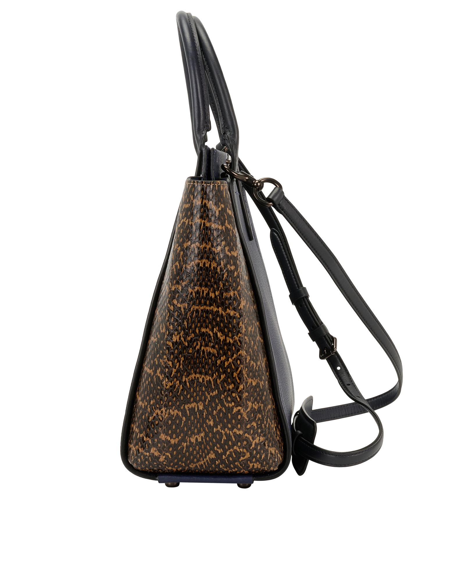 Troupe Tote, &pound;210, Handbags, Blue/Brown, Leather/Snake, Bottom view